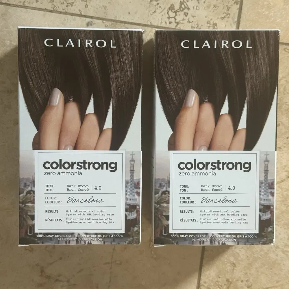 NEW (2-Pk) Clairol ColorStrong Zero Ammonia Permanent Hair Color #4.0 Dark Brown